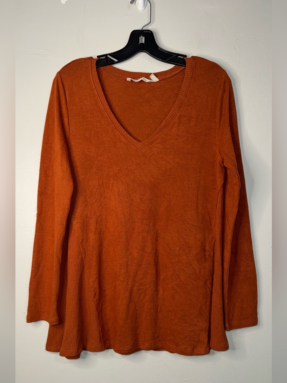 Soft Surroundings Rust V-Neck Long Sleeve Top